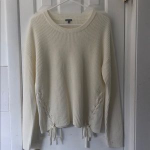 Charlotte Russe White Sweater with Braided Details